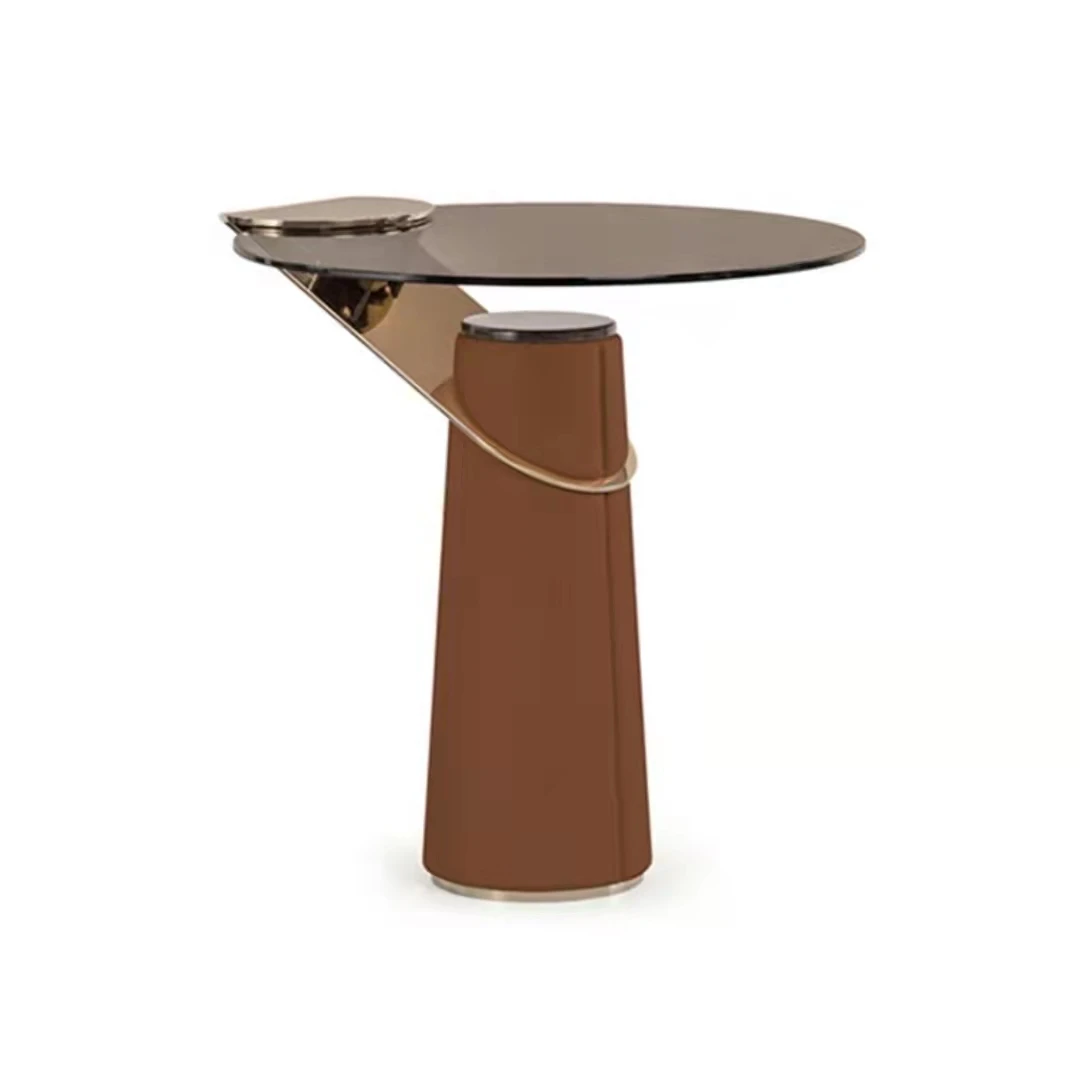Tempered Glass Round Coffee Table Sofa Side Table Light Luxury Simple Living Room Furniture
