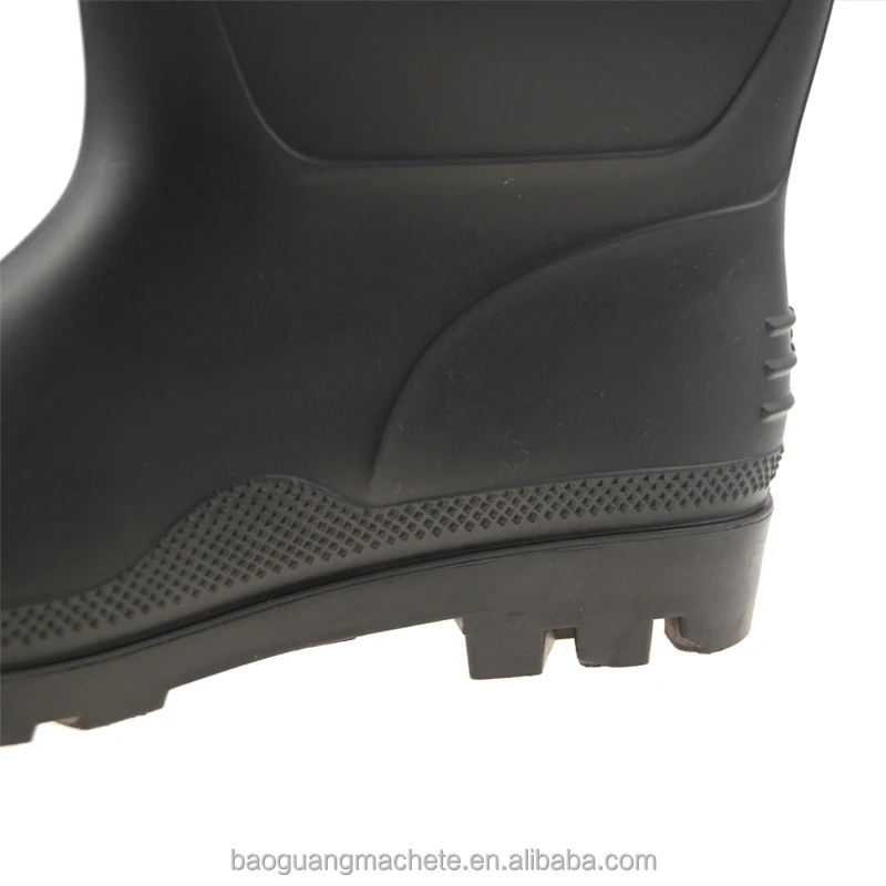 Waterproof anti slip oil acid resistant black cheap non safety plastic PVCrain boots for men