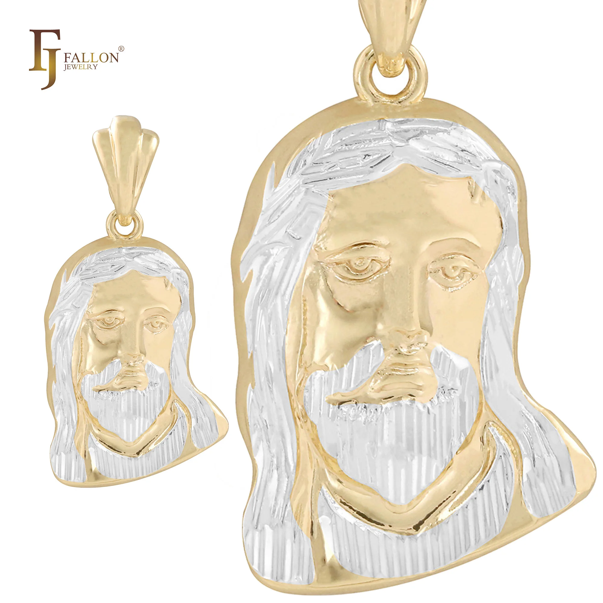 Z56100541 FJ Fallon модные ювелирные изделия портрет Иисуса религиозный кулон с покрытием из 14-каратного золота двухцветная латунь