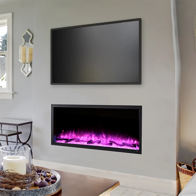 Ambiance 3D Electric Fireplaces  Recessed 3 Sided Fireplace Electric with LED Flame