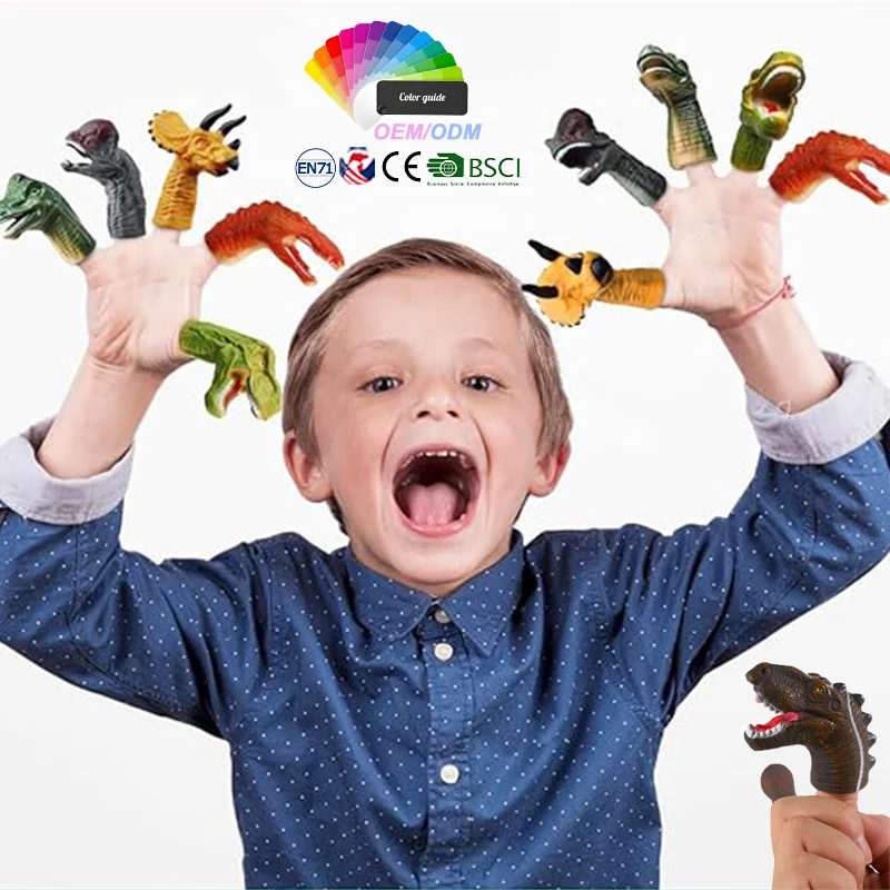 New Design Unisex Educational Tpr Dinosaur Hand Puppet Toy 3d Toy rubber 2-4 Years Fingers Puppet Dinosaur Toy
