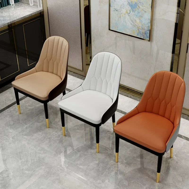 Dining Furniture Pu Leather Dining Chairs Multi Color Upholstered Soft Armchair Modern Simple Household Leisure Hotel Chair