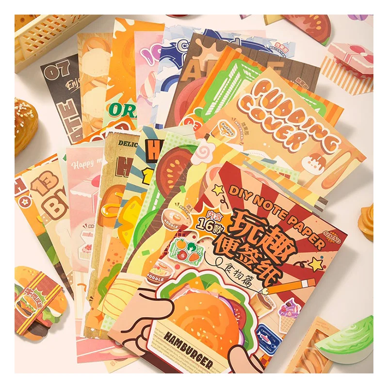 Simno Food Theme Memopad Stationery Supplies Kids DIY  Paper Toy Kit Cute Kawaii Design Non-Sticky Note Paper