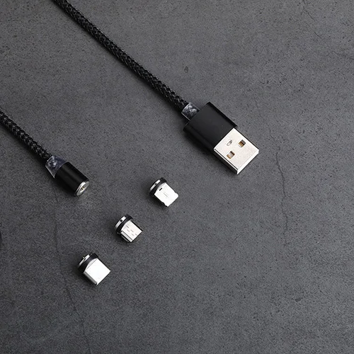 
Nylon Braided Fast Charging 3 in 1 LED Magnetic Charger Cable 