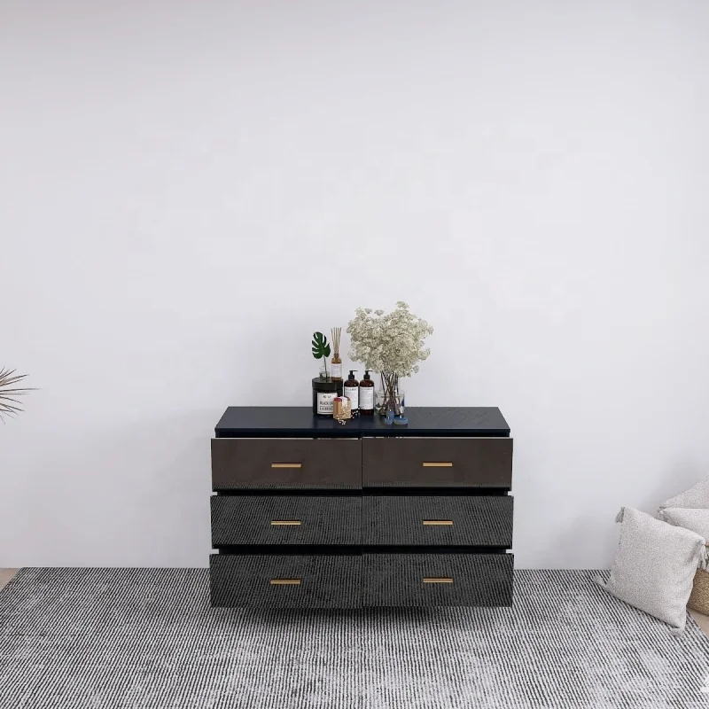 Wooden 6 Drawer Dresser, Modern Bedroom Living Room Furniture, Living Room Cabinet