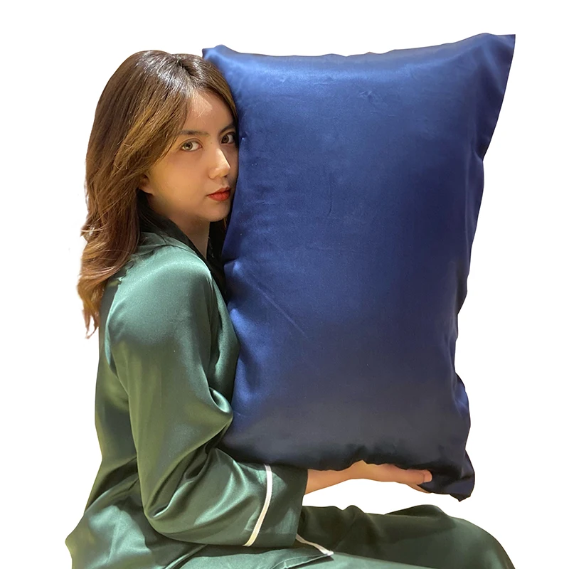 Оптовая продажа синий заказной 22/16/22 мм 100% шелк тутового шелкопряда наволочка чистый натуральный стандартный размер шелковая наволочка