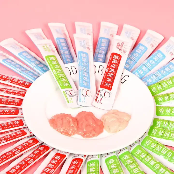 OEM&ODM Free Sample Wholesale 15g Health And Nutrition Wet Cat Food Pouch For Cat Pet Treats Snacks Food Wholesale