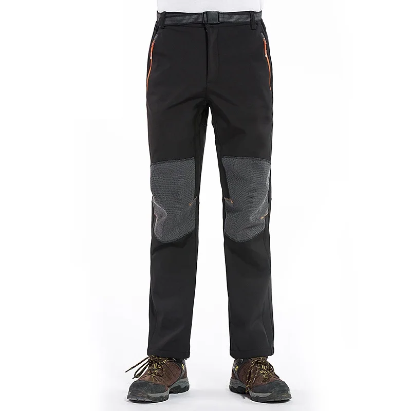 Mens Hiking Water Repellent Fleece Lined Pants Outdoor Winter Snow Windproof Trousers Thin Thick Softshell Pants