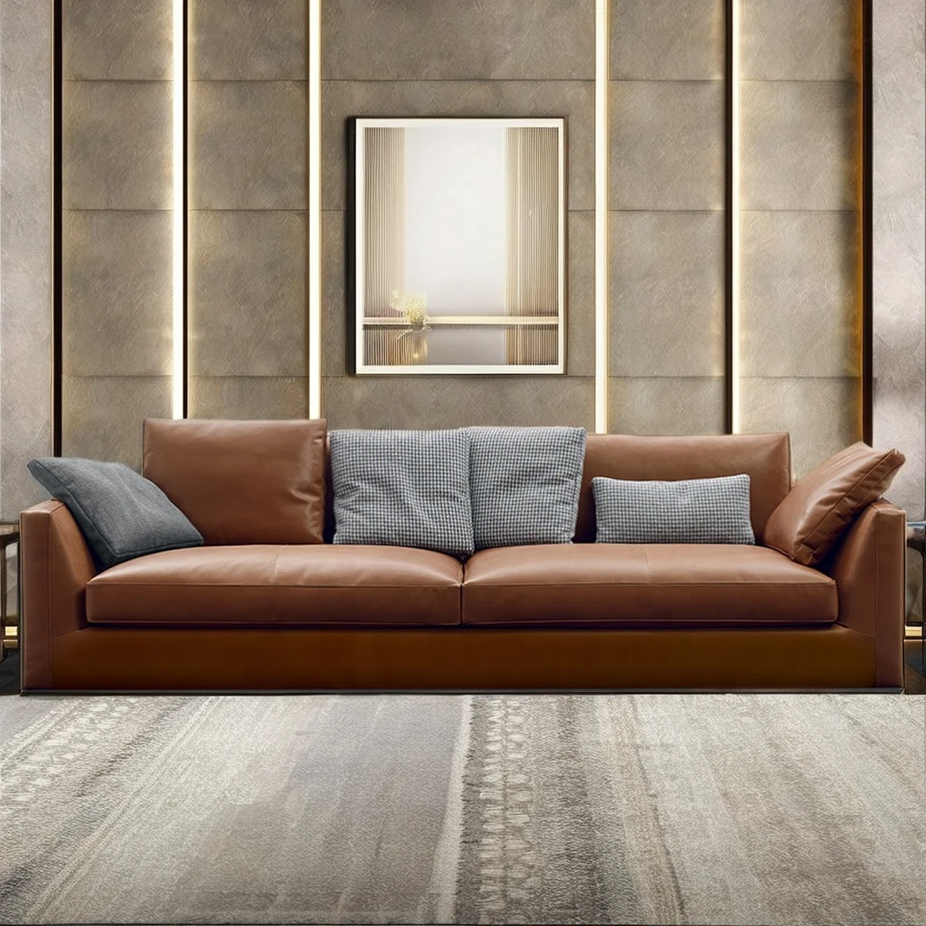 Italian Design Leather Sofa Set for Home Villa Hotel Lobby & Living Room-Custom 2/3/4 Seater Modern Couch