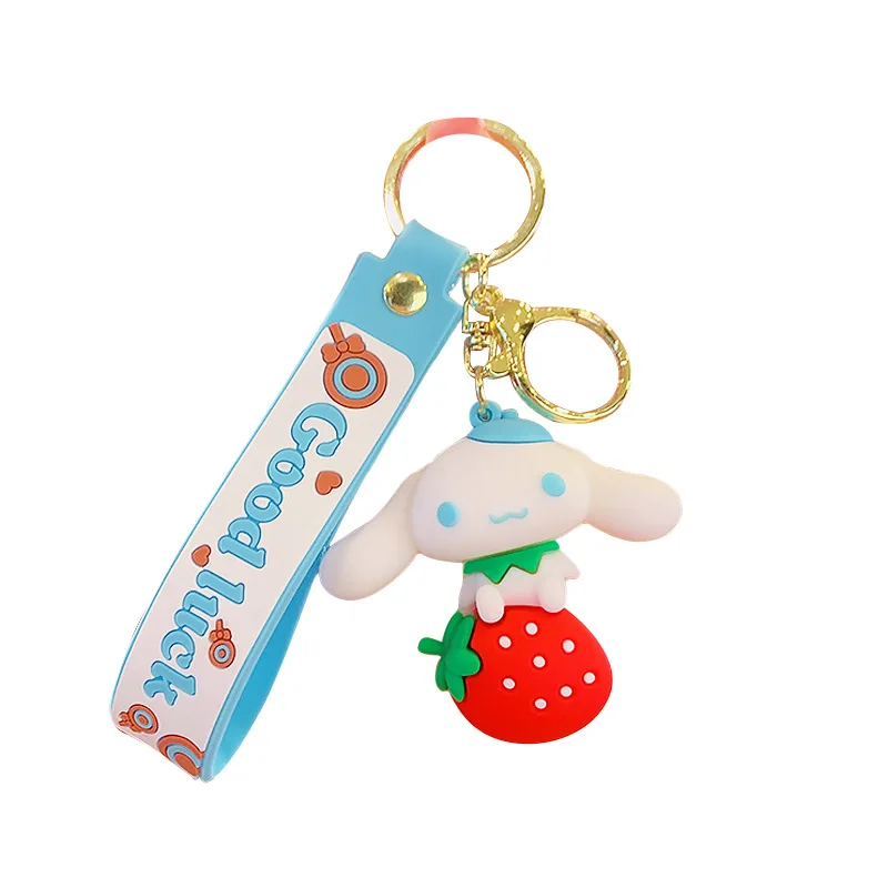 3D Strawberry Sanrio Keychain Pendant Kawaii My Melody Cinnamoroll Kuromi Creative PVC Keychain Sanrio Wholesale