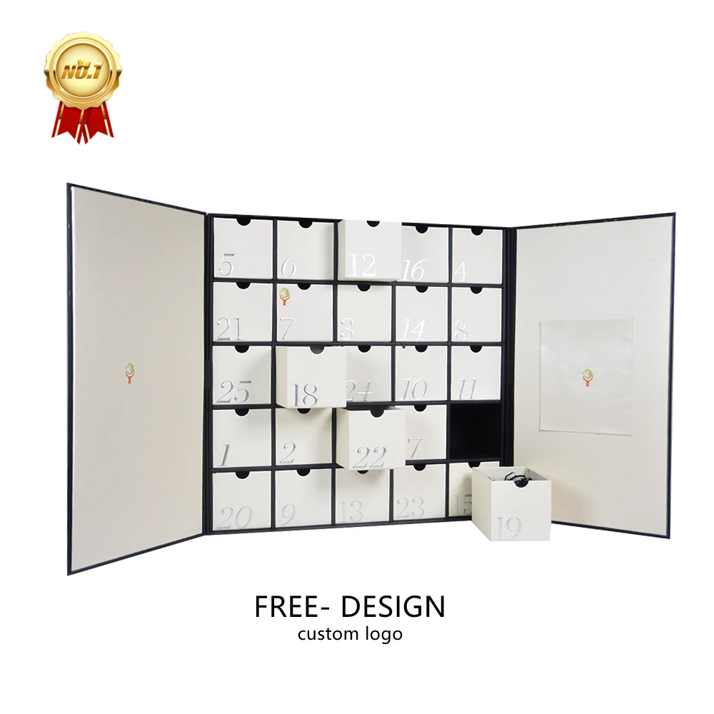 Luxury Customized Advent Calendar Cosmetic Packaging Rigid Large Cardboard Gift Advent Calendar Box (1600525135423)