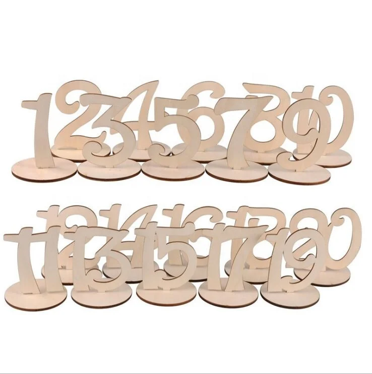 Laser Cutting Table Numbers 1-30 Wooden Weeding Table numbers With Holder Base