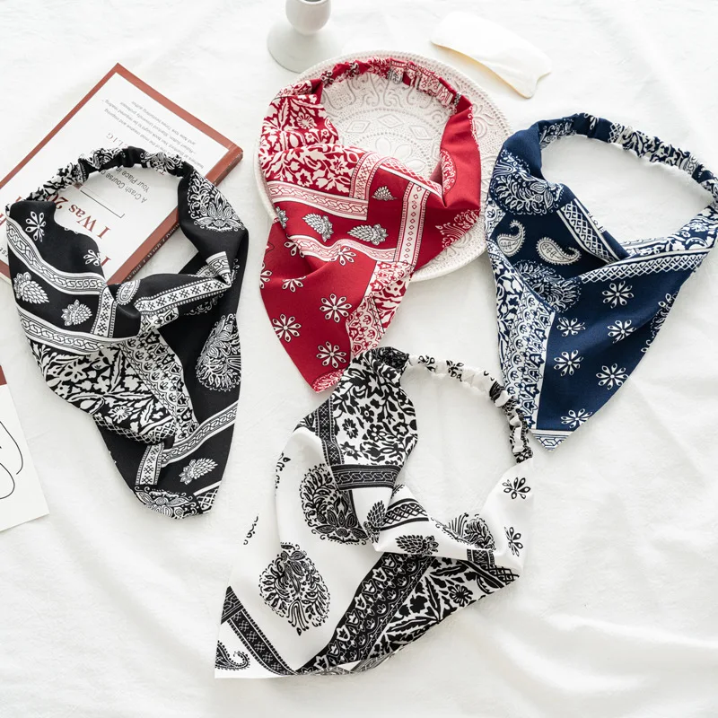 Botu Wholesale Custom New Europe Women Fashion Headwraps Hair Accessories Colorful Triangle Shape Tie Dye Headband