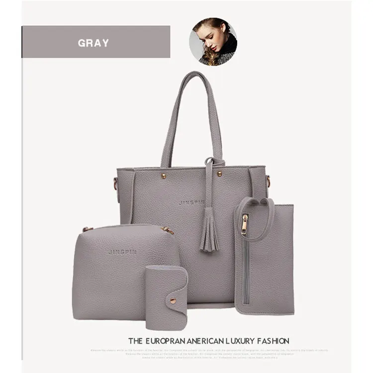 2021 New Fashion Composite Bags 5 Colors Tassel Matching Women Handbag Ladies Purse Set