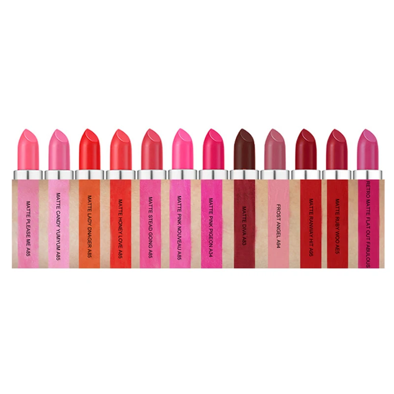 
Hot Sale Women Lip Makeup Classic Fashion Matte Black Bullet Lipstick 