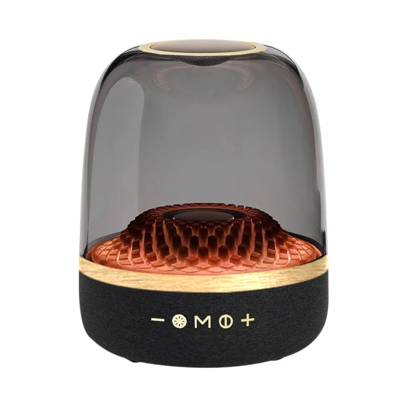 2024 популярный музыкальный плеер портативный сабвуфер прозрачное стекло красочный RGB объемный звук беспроводной динамик для дома