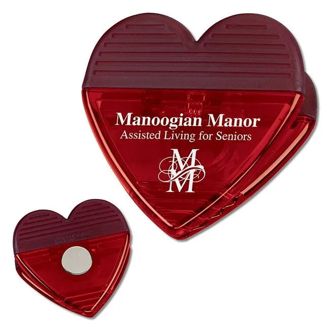 Customized logo heart shape plastic magnetic clips with high quality for refrigerator