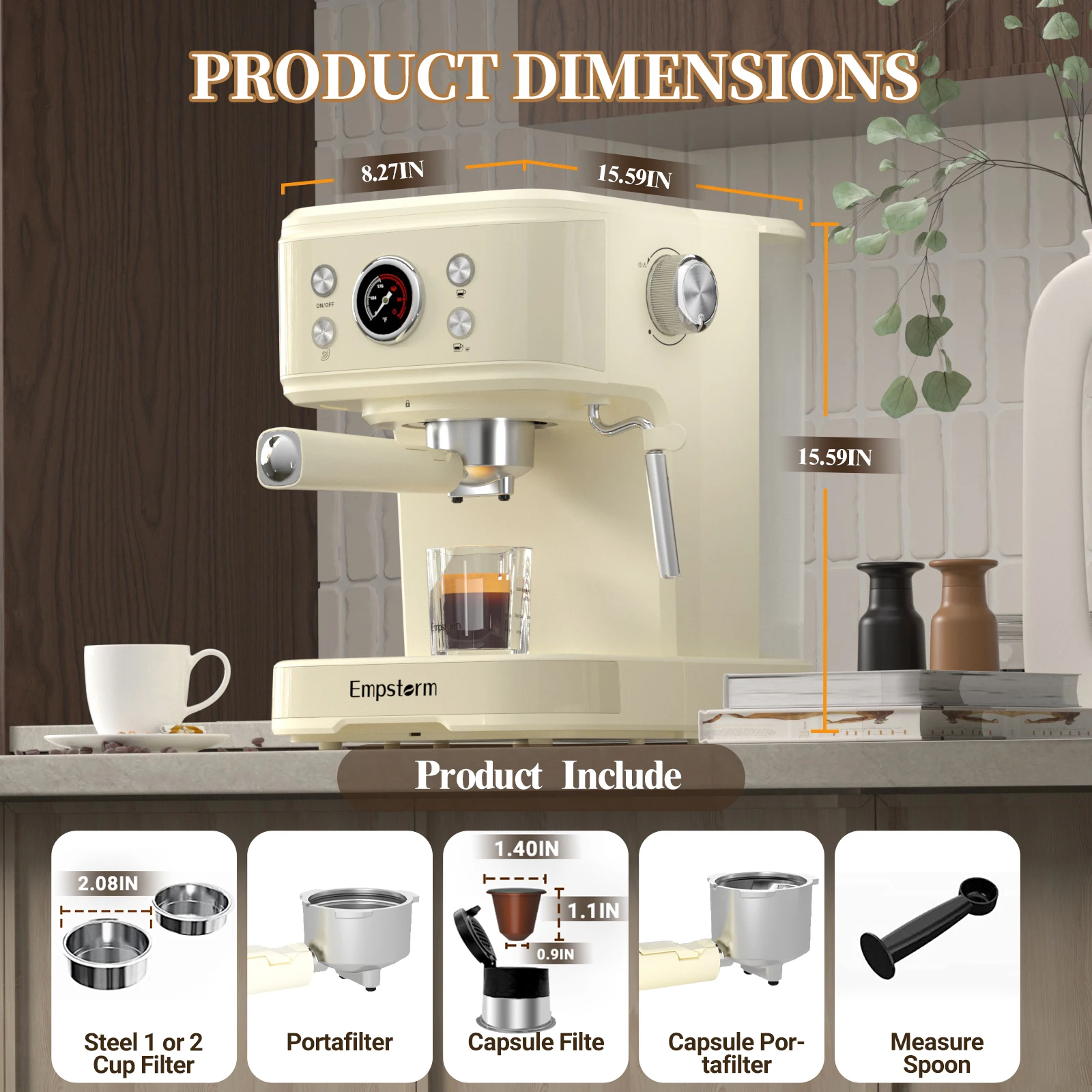 Empstorm  Professional Portable Espresso Coffee Brewer Machine 20bar Coffee Maker Commercial Italy Electric Cappuccino Machine