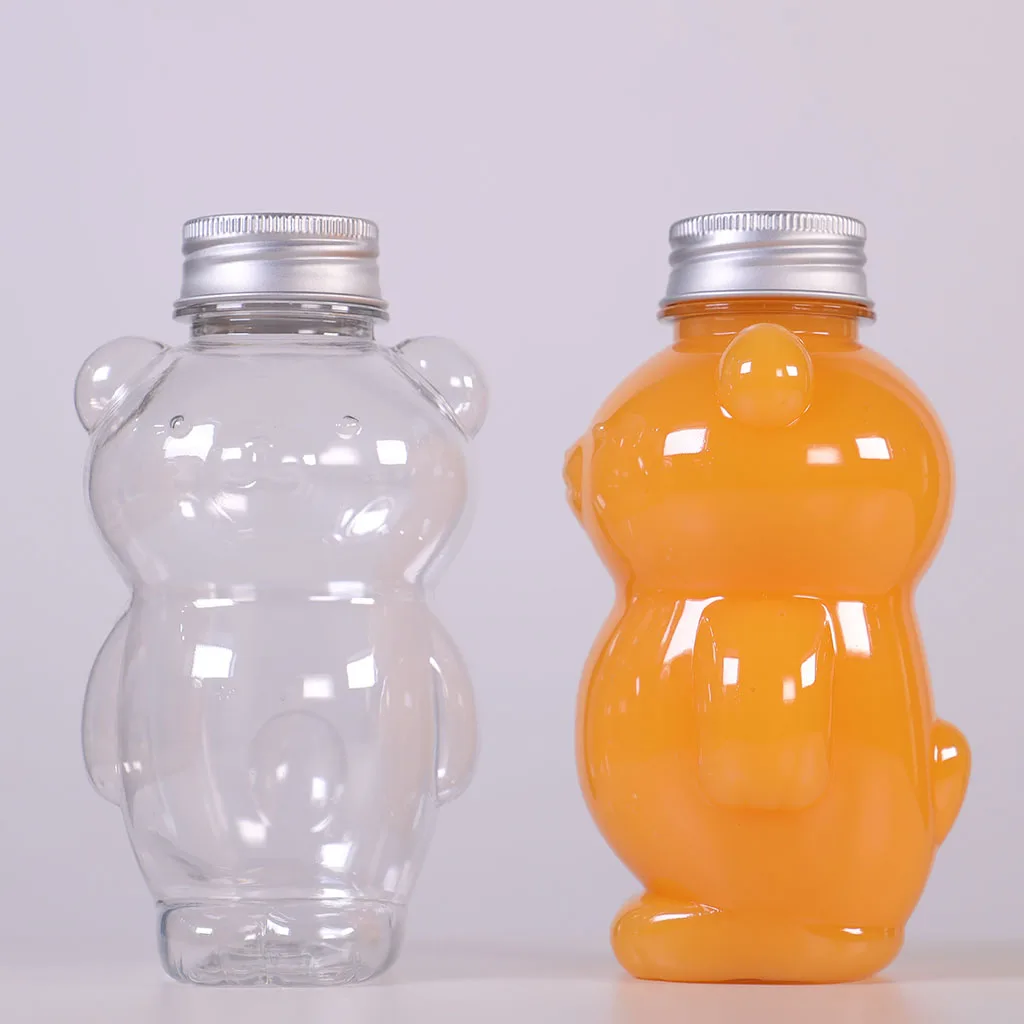 Empty 350 ml 8 oz Cute Animal Cat Shaped Home Made Juice Storage Bottles for Kids Beverage Smoothies yogurt bottles