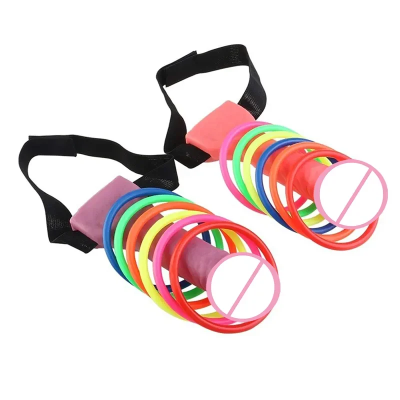 Bachelorette Hen Party Favor 2pcs/set Bachelorette Game Dick Head Hoopla Ring Toss Willy Hoopla Game Props Ring Toss