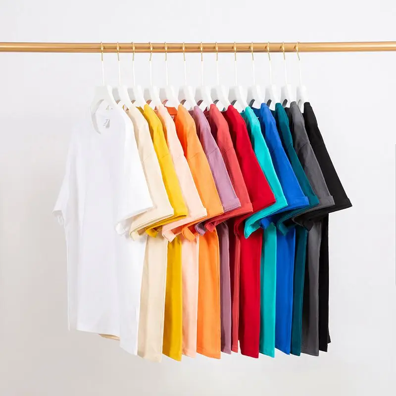 260g Heavy Weight Long Staple Cotton Drop Shoulder Fashion Thickened Combed Short Sleeve Loose Bottomed T-shirt