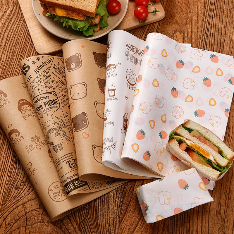 Custom logo food-grade hamburger oil-proof paper Deli packaging grease proof wrap paper fries fast food Greaseproof Paper