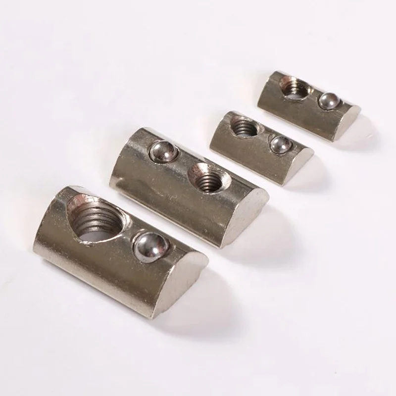 High Quality Roll-in T-slot Spring Loaded Ball Nuts 4545 Spring T Nuts With Loaded Ball M8