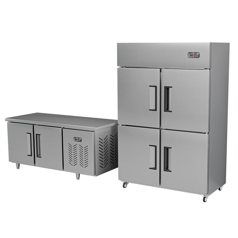 Commercial 4 Door Stainless Steel Hotel Restaurant Kitchen Vertical Fridge Deep Freezer Refrigerator