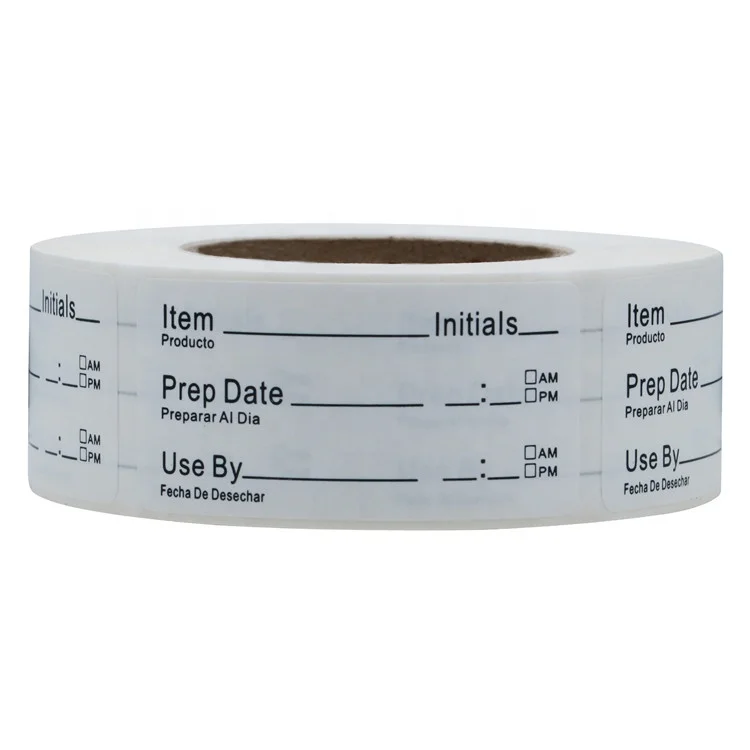 Hybsk 1 x 2 Inch Shelf Life Labels for Food Rotation Use By Food Preparation Stickers Prep Date Total 500 Labels Per Roll