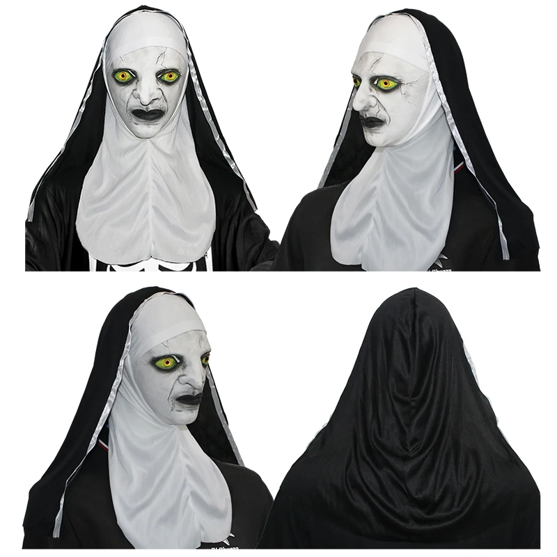 Wholesale Halloween Adult Ghost Face Mask Party Demon Screaming Green Eyes Nun Mask Fancy Dress Costume