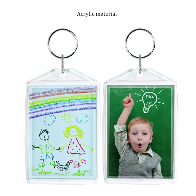 Acrylic Clear Picture Keychains Transparent Double Sided Photo Insert Photo Frame Keychain