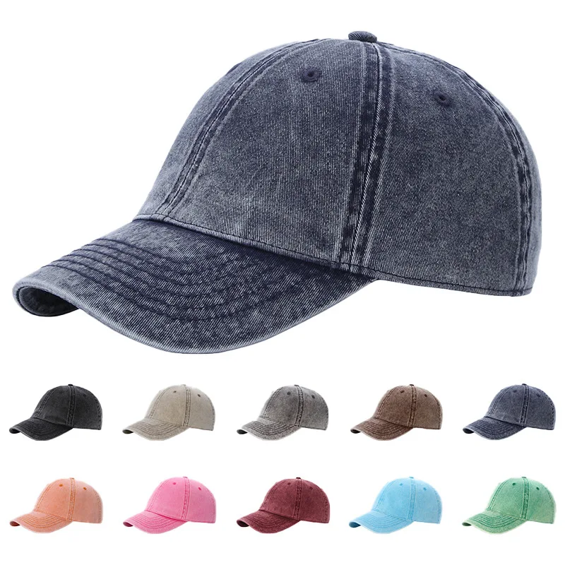 Customized logo washed baseball cap sunscreen duck tongue cap casual versatile cowboy hat wholesale for men and women