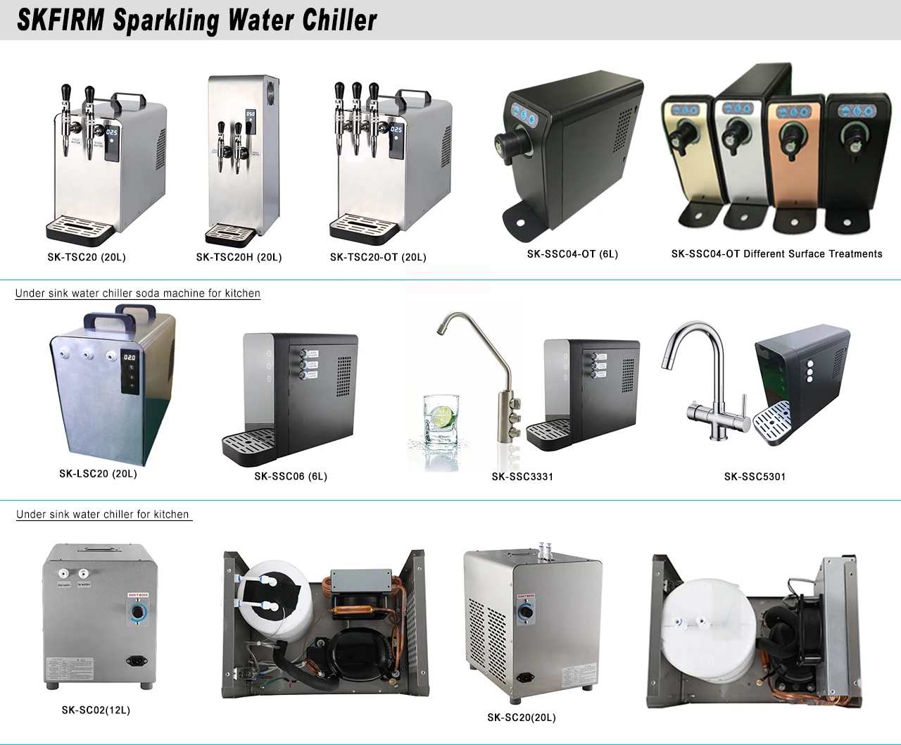 Skfirm Cold Water Dispenser Black and White Household Soda Drink Machine Commercial Soda Maker for Sparkling Water