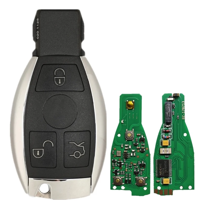 A2AUTOKEYS For Mercedes-Benz NEC Dual Battery Replacement Remote Car Key 3 Buttons 433 MHZ Car Remote Smart Auto Key