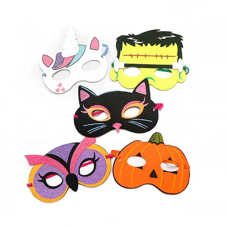 Hot Halloween Party Decoration Cartoon Felt mask Customized kids cosplay half face mask Felt party masks for cosplay