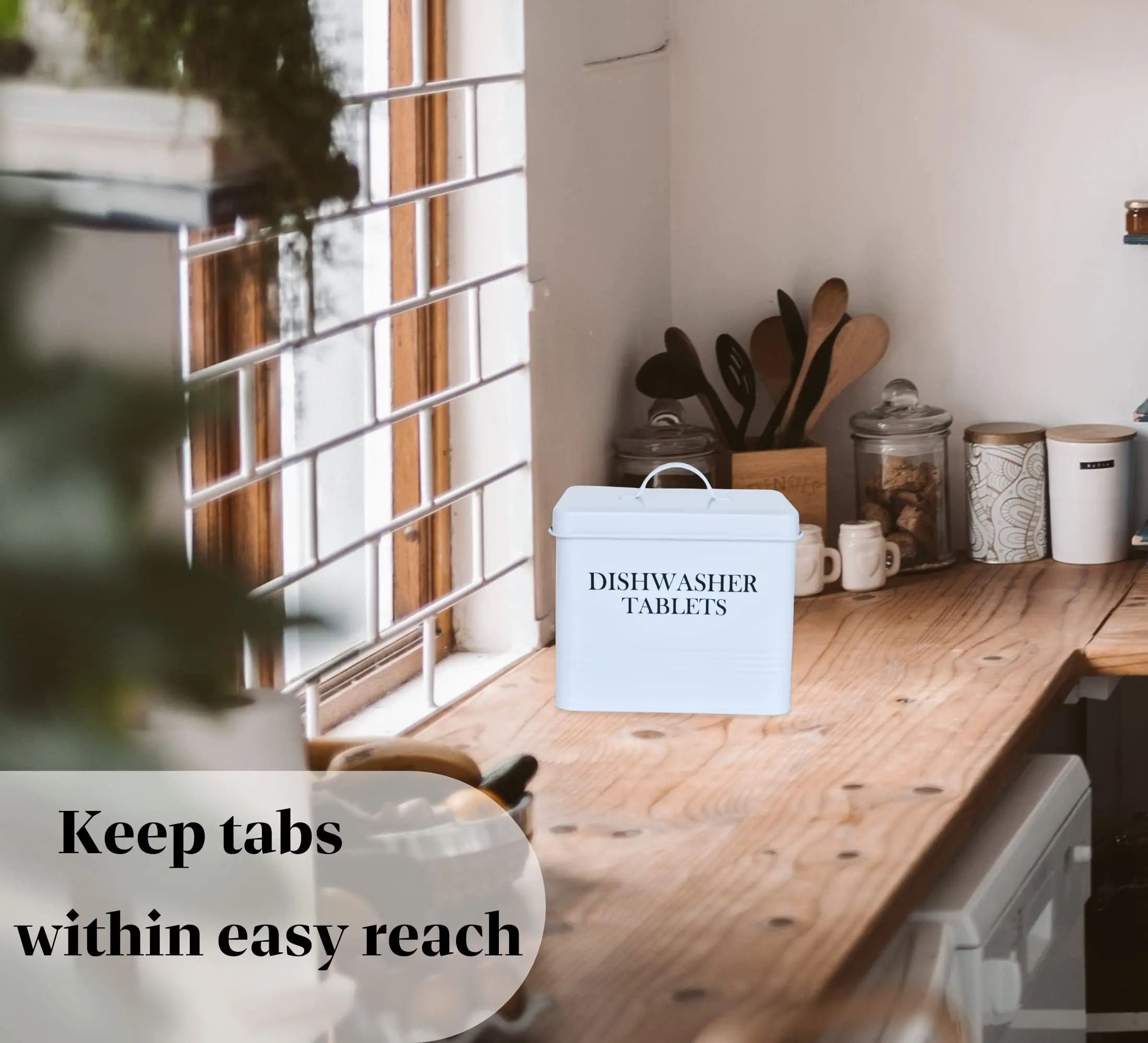 Farmhouse Metal Dish Pods Storage Box Dishwasher Pods Container with Lid