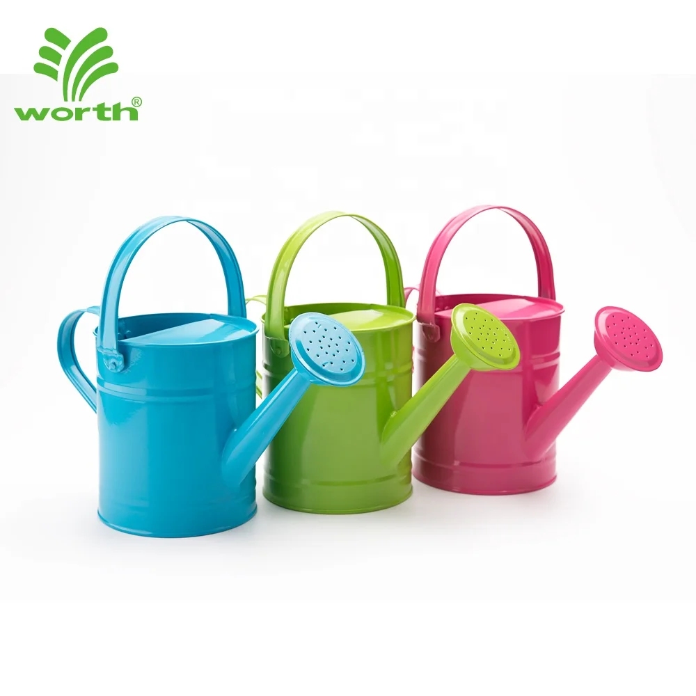 1.5L Garden High Quality Cheap Children Multi Colorful Blue Green Pink Steel Metal Flowers Plants Watering Water Cans