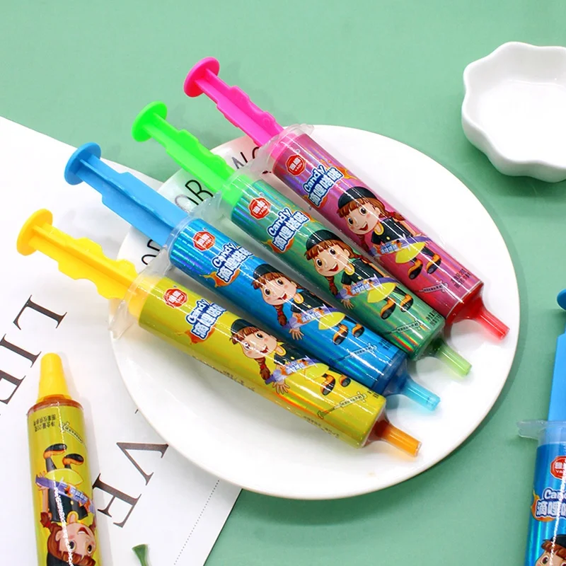 Sweet Syringe Toy Jam Candy Mix Fruity Flavor Liquid Candy for Kids Box Packaging