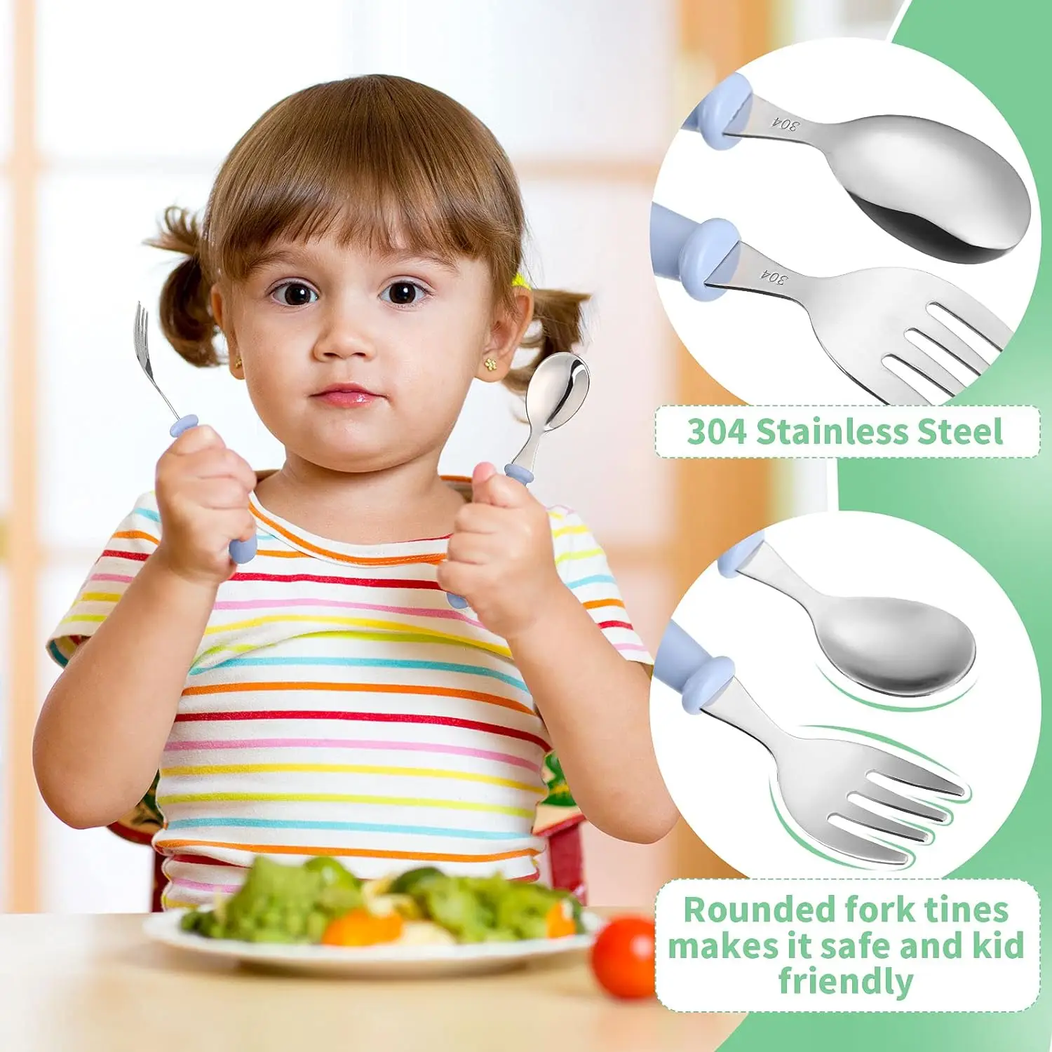 Baby Cute Food Grade Travel Kids Cutlery Set Silverware Flatware Toddler Utensils Children Spoon and Fork Set Stainless