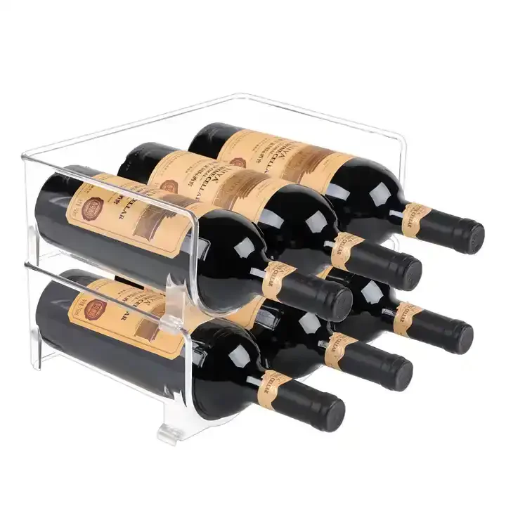 Plastic Stackable Water Bottle Organizer Wine Holder Transparent Rack for Kitchen Storage