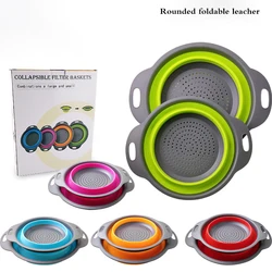2PCS/Set Collapsible Colander Strainer Silicone Strainer Basket Water Filter Fruit Vegetable Kitchen Food Strainer