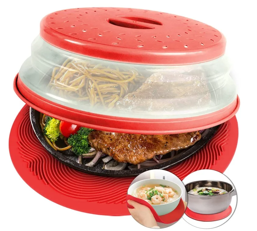 Лидер продаж многофункциональная Складная крышка для микроволновой печи 2 в 1 Крышка