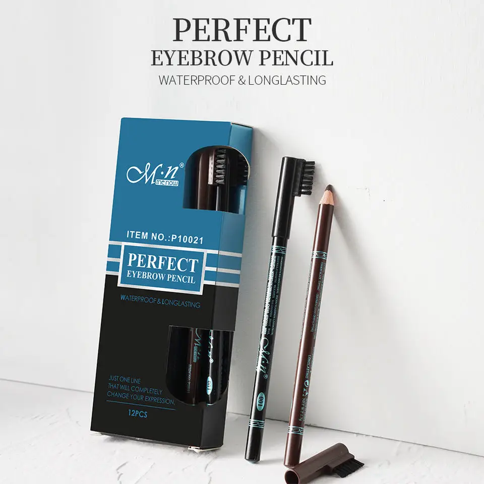Menow P10021 makeup wood eyebrow pencil with brush Black eyebrow pencil