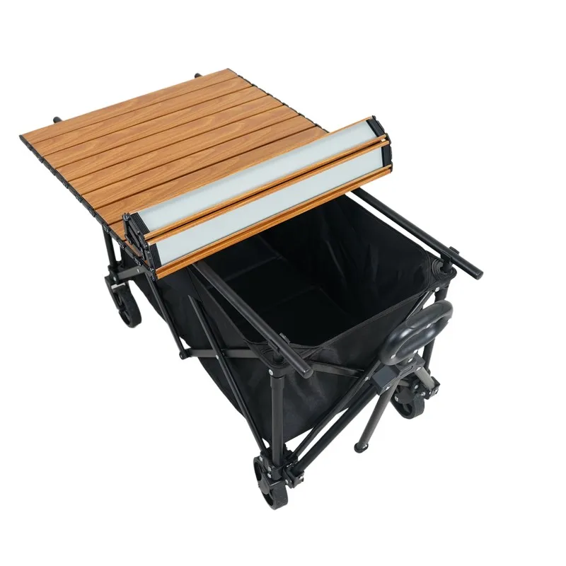 Portable and Compact Roll Up Lightweight Adjustable Height Metal Steel Foldable Camp Table Folding Table For Folding Wagon