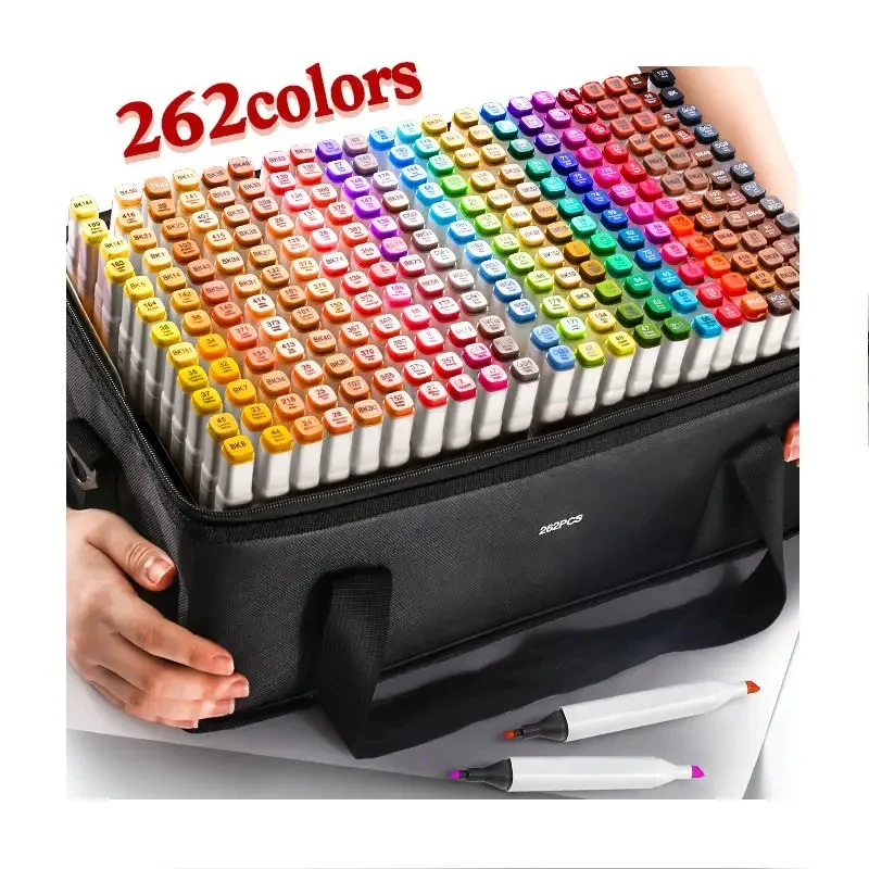 Keep Smiling 262 Colors Dual Tip Permanent Marker Pens Sketch Lettering Drawing Art Marker Pen Set