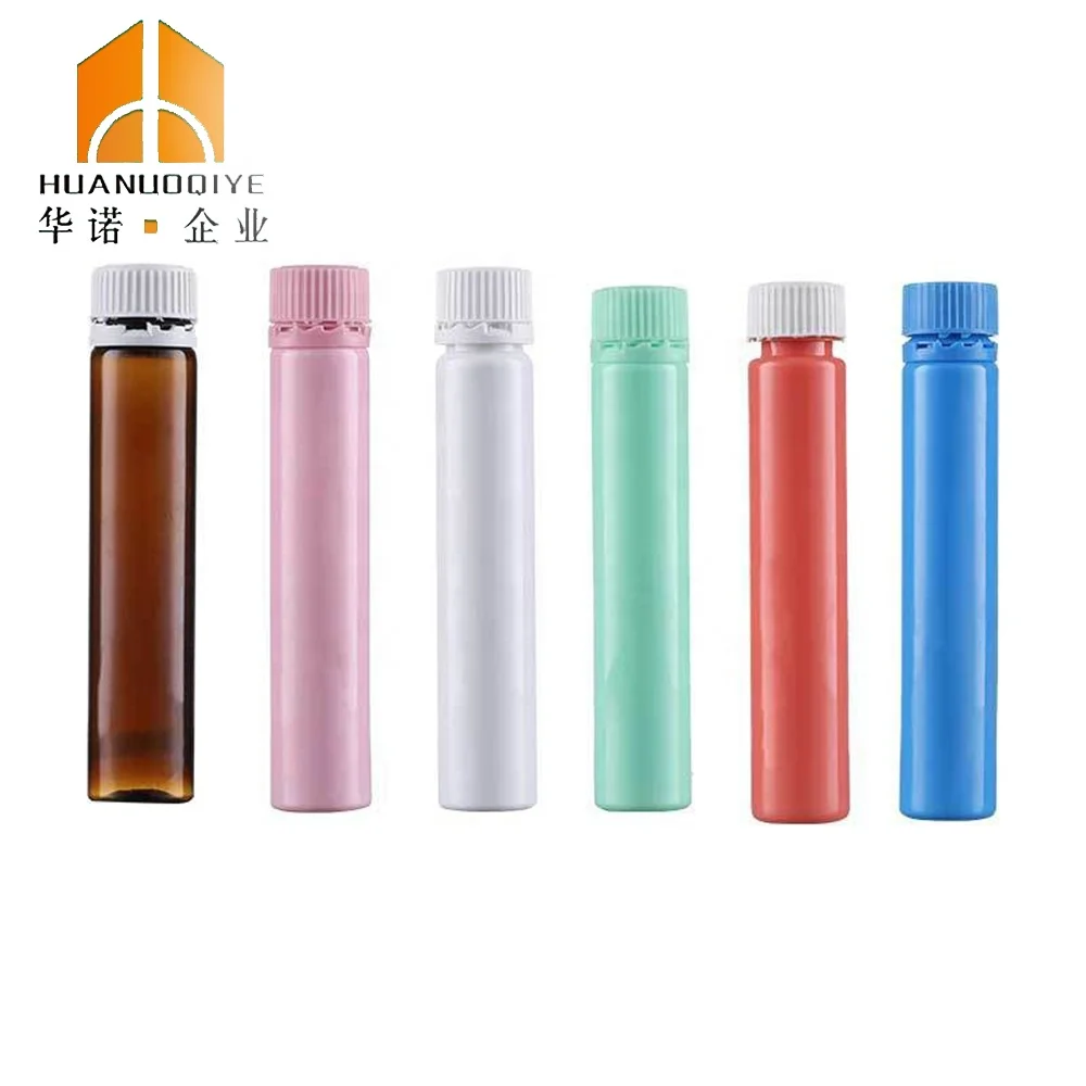 20ml 25ml 30ml PP Support Custom Color Amber Long Tube Oral Liquid Bottle with Security Caps Collagen For Medicine Packing