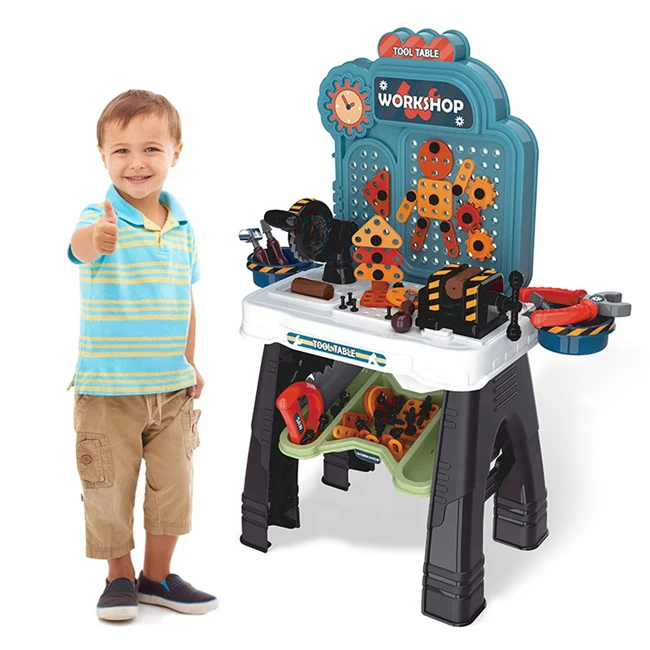 Children tool toy plastic pretend work shop assemblable interesting kids play tool set toy with multi accessories