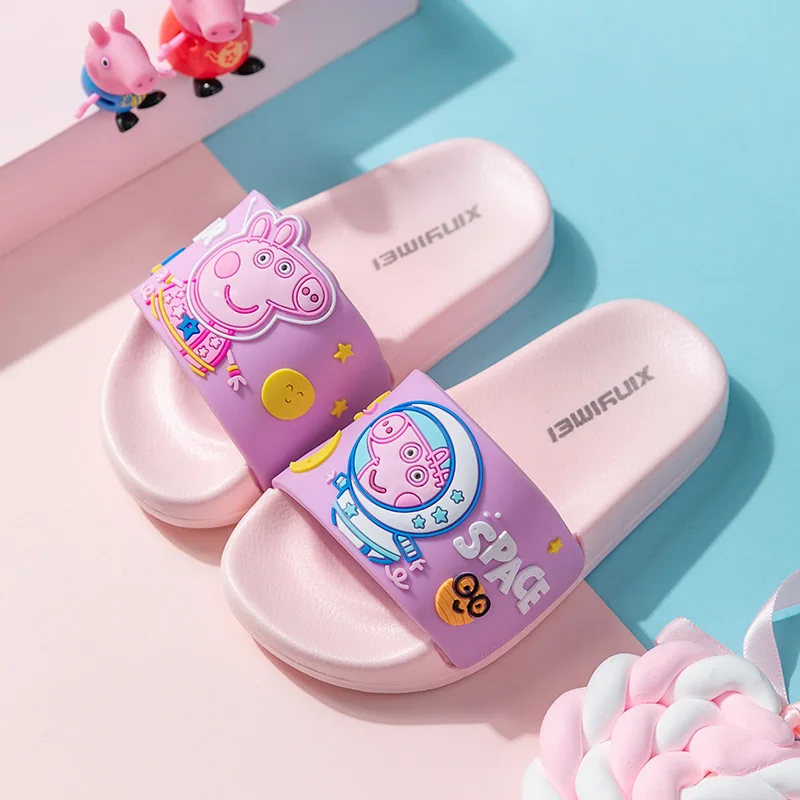 2021 New Candy Color Thick Bottom Shoes Girls Boys Student Big Kids Cartoon Little Pig Sandals Slides Children Slippers