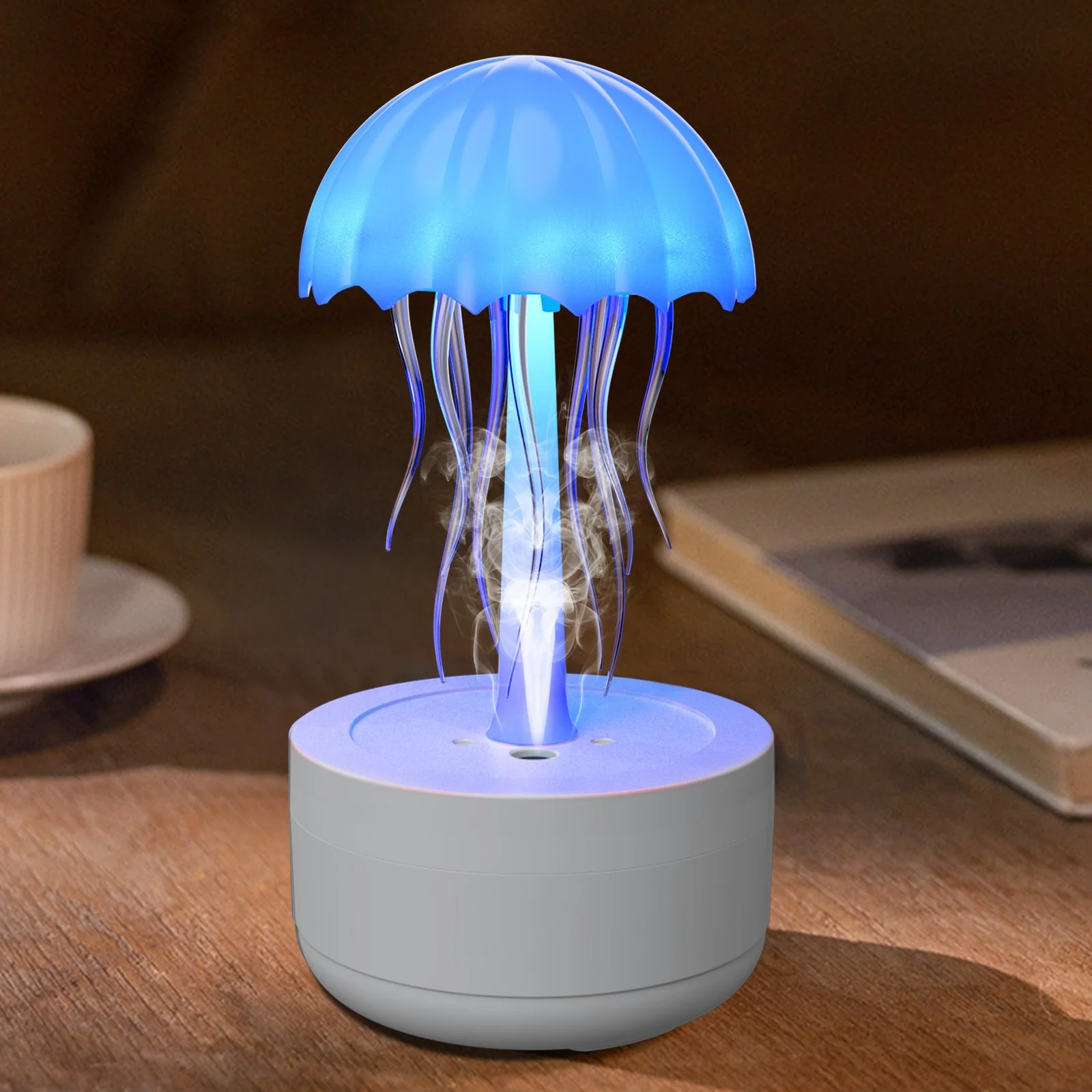 Colorful Night Light Aromatherapy Essential Oil Diffuser Heavy Fog Air Purifying Rotary Jellyfish LED Lamp Ultrasonic Humidifier