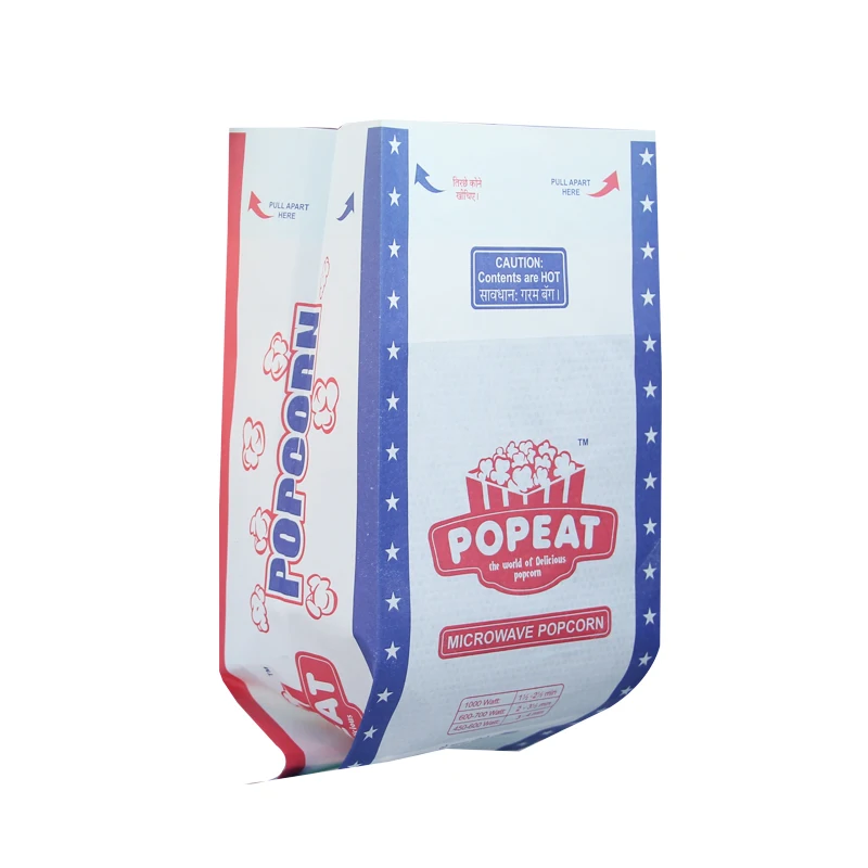 food grade custom logo printed resealable foil side gusset microwave popcorn poly paper bags for packaging